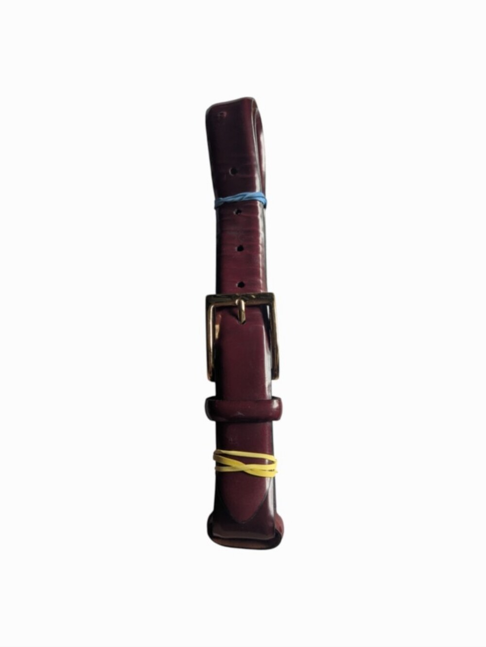 Mens Colehaan Burgundy Leather Belt with Brass Buckle